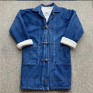 Vintage London Fog Denim Sherpa Lined Coat size 10.